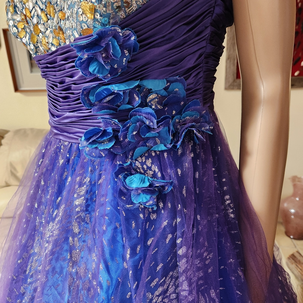 Jovani Purple and Gold Strapless Prom Ball Gown - Picture 7 of 10